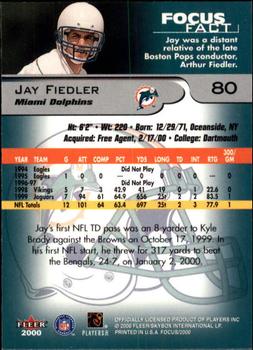 2000 Fleer Focus #80 Jay Fiedler Back