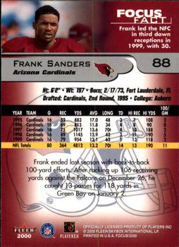 2000 Fleer Focus #88 Frank Sanders Back