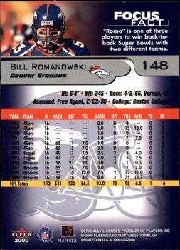 2000 Fleer Focus #148 Bill Romanowski Back