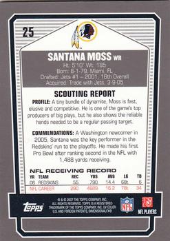 2007 Topps Draft Picks & Prospects - Chrome Black #25 Santana Moss Back