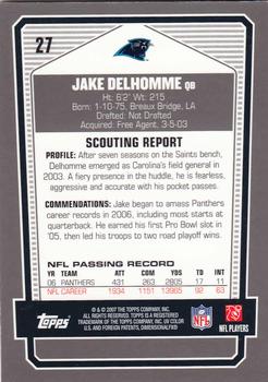 2007 Topps Draft Picks & Prospects - Chrome Black #27 Jake Delhomme Back