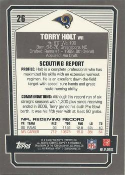 2007 Topps Draft Picks & Prospects - Chrome Bronze #26 Torry Holt Back