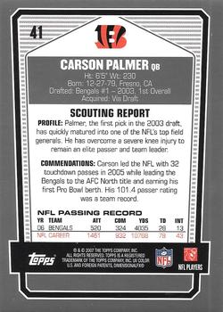 2007 Topps Draft Picks & Prospects - Chrome Bronze #41 Carson Palmer Back