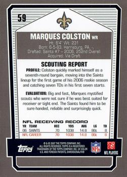 2007 Topps Draft Picks & Prospects - Chrome Bronze #59 Marques Colston Back