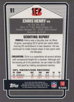 2007 Topps Draft Picks & Prospects - Chrome Bronze #91 Chris Henry Back