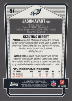 2007 Topps Draft Picks & Prospects - Chrome Bronze #97 Jason Avant Back