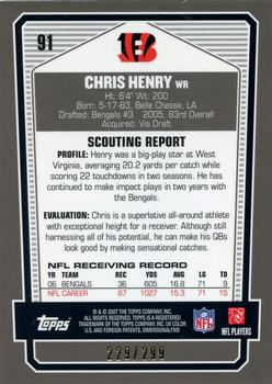 2007 Topps Draft Picks & Prospects - Chrome Silver #91 Chris Henry Back