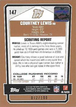 2007 Topps Draft Picks & Prospects - Rookie Autographs #147 Courtney Lewis Back
