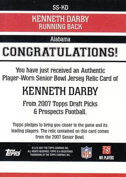 2007 Topps Draft Picks & Prospects - Senior Standout Jersey #SS-KD Kenneth Darby Back
