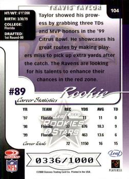 2000 Leaf Rookies & Stars #104 Travis Taylor Back