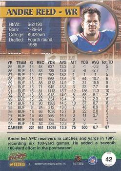 2000 Pacific #42 Andre Reed Back