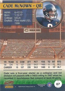 2000 Pacific #67 Cade McNown Back