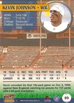 2000 Pacific #89 Kevin Johnson Back