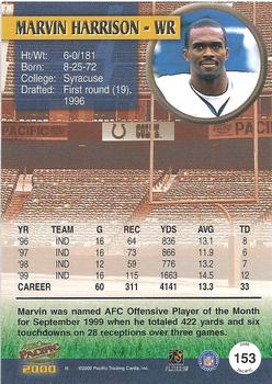 2000 Pacific #153 Marvin Harrison Back