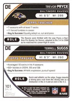 2007 Topps Total - 1st Edition Copper #101 Terrell Suggs / Trevor Pryce Back