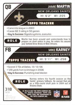 2007 Topps Total - 1st Edition Copper #318 Jamie Martin / Mike Karney Back