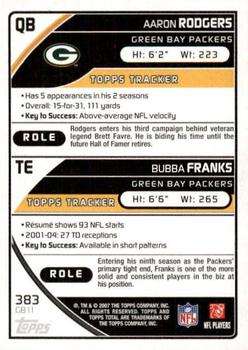2007 Topps Total - 1st Edition Copper #383 Bubba Franks / Aaron Rodgers Back