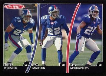 2007 Topps Total - Black #322 Corey Webster / R.W. McQuarters / Sam Madison Front