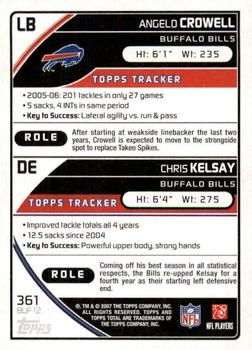 2007 Topps Total - Red #361 Chris Kelsay / Angelo Crowell Back
