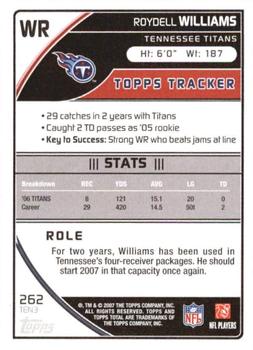 2007 Topps Total - Silver #262 Roydell Williams Back