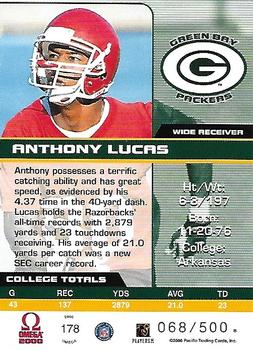 2000 Pacific Omega #178 Anthony Lucas Back
