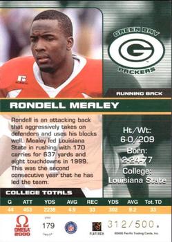 2000 Pacific Omega #179 Rondell Mealey Back