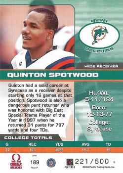 2000 Pacific Omega #189 Quinton Spotwood Back
