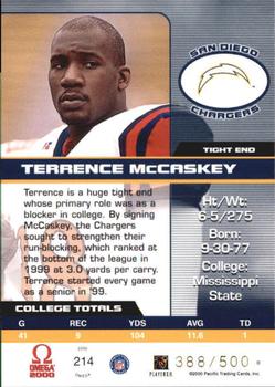 2000 Pacific Omega #214 Terrence McCaskey Back