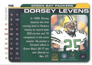 2000 Pacific Paramount #93 Dorsey Levens Back