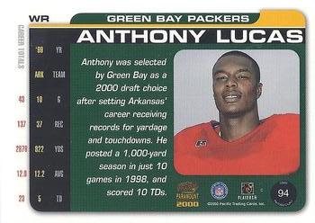 2000 Pacific Paramount #94 Anthony Lucas Back