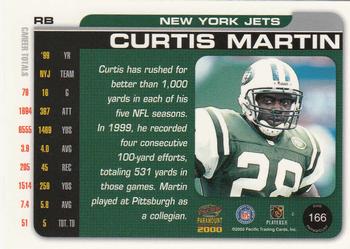 2000 Pacific Paramount #166 Curtis Martin Back