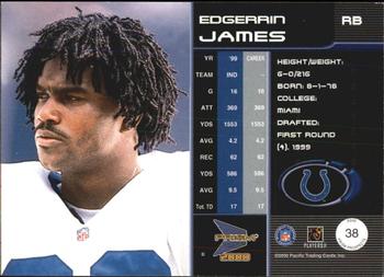 2000 Pacific Prism Prospects #38 Edgerrin James Back