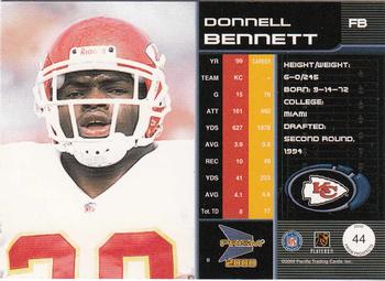 2000 Pacific Prism Prospects #44 Donnell Bennett Back