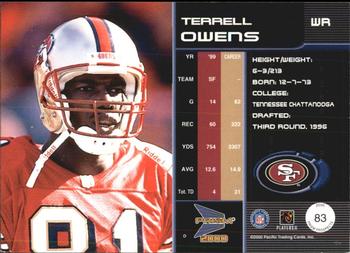 2000 Pacific Prism Prospects #83 Terrell Owens Back