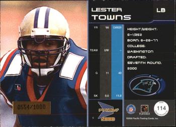 2000 Pacific Prism Prospects #114 Lester Towns Back