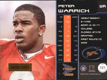 2000 Pacific Prism Prospects #121 Peter Warrick Back