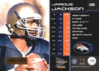 2000 Pacific Prism Prospects #135 Jarious Jackson Back
