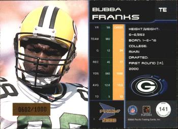 2000 Pacific Prism Prospects #141 Bubba Franks Back