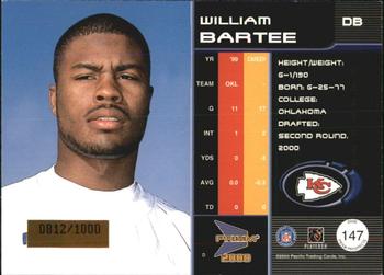 2000 Pacific Prism Prospects #147 William Bartee Back