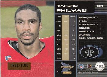2000 Pacific Prism Prospects #162 Mareno Philyaw Back