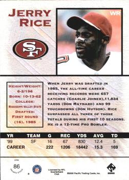 2000 Pacific Private Stock #86 Jerry Rice Back