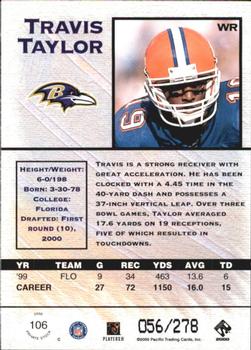 2000 Pacific Private Stock #106 Travis Taylor Back