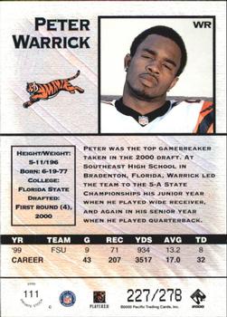 2000 Pacific Private Stock #111 Peter Warrick Back