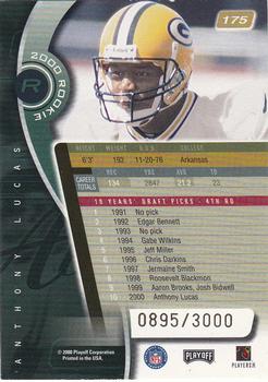 2000 Playoff Absolute #175 Anthony Lucas Back