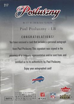 2007 Ultra - Rookie Autographs #217 Paul Posluszny Back