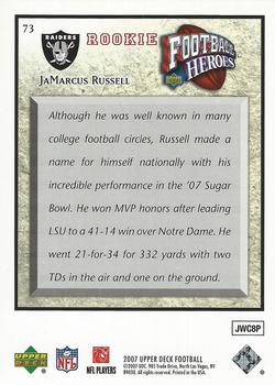 2007 Upper Deck - Football Heroes: Rookies #73 JaMarcus Russell Back