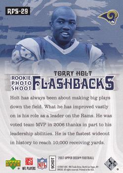 2007 Upper Deck - Rookie Exclusives Rookie Photo Shoot Flashbacks #RPS-29 Torry Holt Back