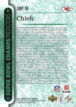 2007 Upper Deck - Predictors: Super Bowl Champs #SBP-16 Kansas City Chiefs Back