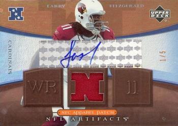2007 Upper Deck Artifacts - AFC/NFC Apparel Autographs Patch #NFC-LF Larry Fitzgerald Front