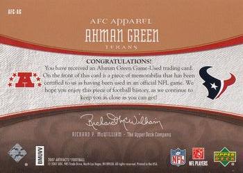2007 Upper Deck Artifacts - AFC/NFC Apparel Bronze #AFC-AG Ahman Green Back